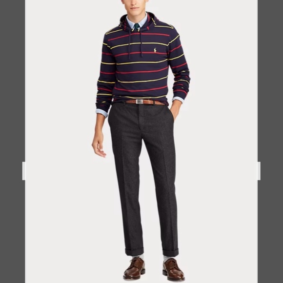 Polo Ralph Lauren Striped Cotton Hooded Long-Sleeve Hoodie in Ink Multi Size M - Picture 3 of 7